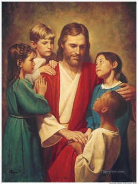  Children Oil Painting - Christ And Children From Around The World